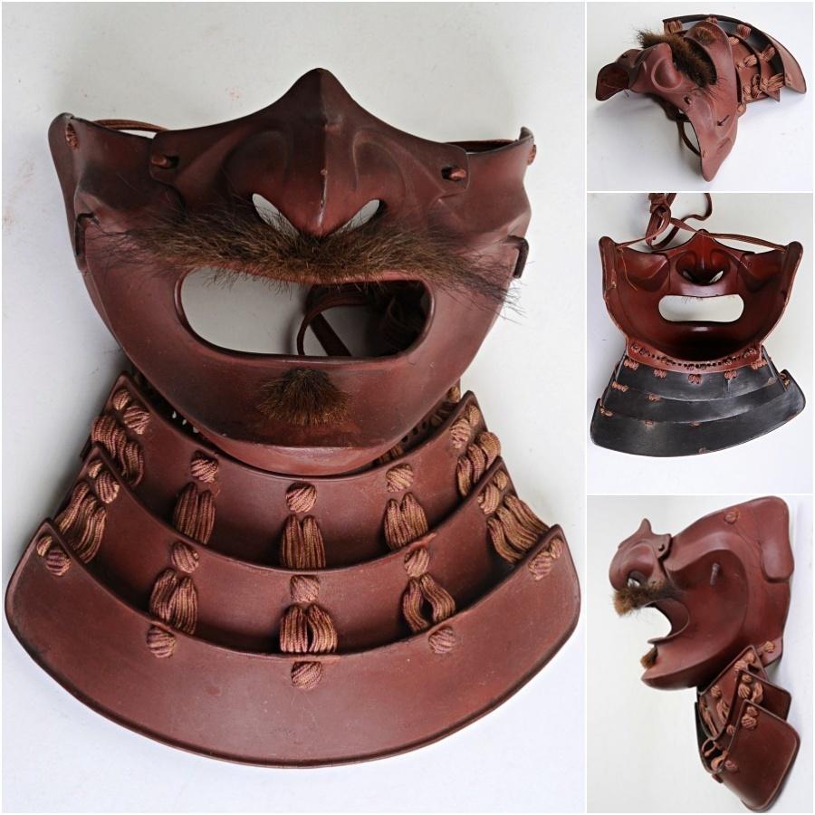 Very nice original Japanese Samurai Menpo Edo period: Japanese Samurai Menpo May (signature): Mumei (unsigned) Late Edo period Iron Menpo in nice condition, with nice patina. The expression is very pleasant, with a wider more flat nose and extremely shar