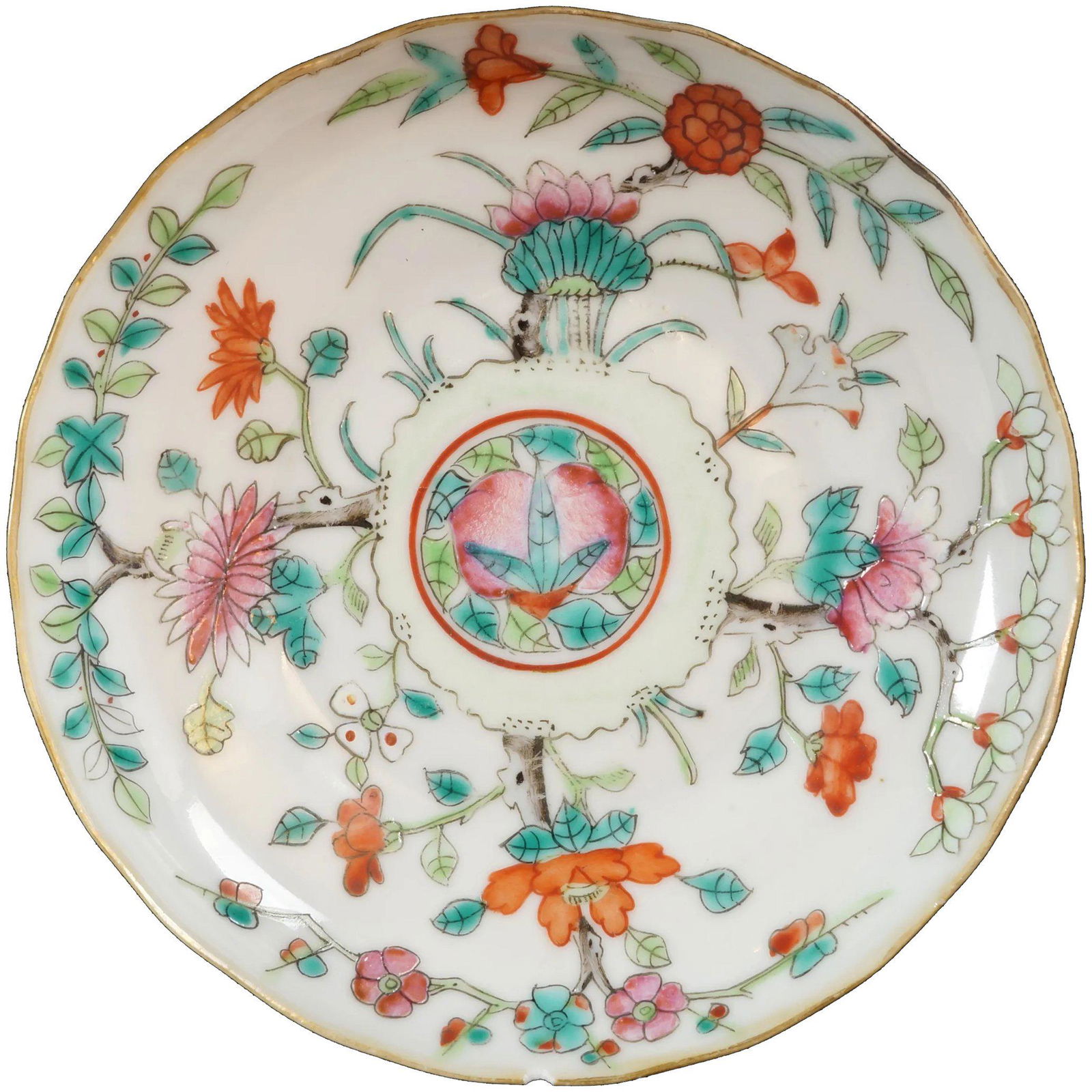 Chinese Qing Polychrome Saucer Tongzhi Reign Mark (1 of 7)