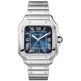 Cartier Santos Blue Dial Large Stainless Steel Watch (1 of 4)