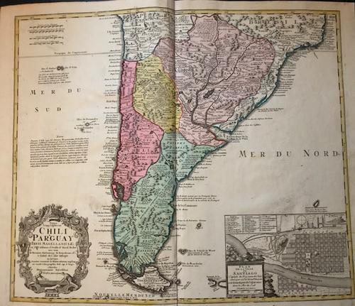 Chile, Paraguay also Argentina and Uruguay 1762 by: Title: Chile, Paraguay also Argentina and Uruguay 1762 by Homann Heirs Date/Period: 1762 Materials: Copperplate engraved Size: 24 x 20 1/2" Titled Chile and Paraguay, it does show today’s Argentina 