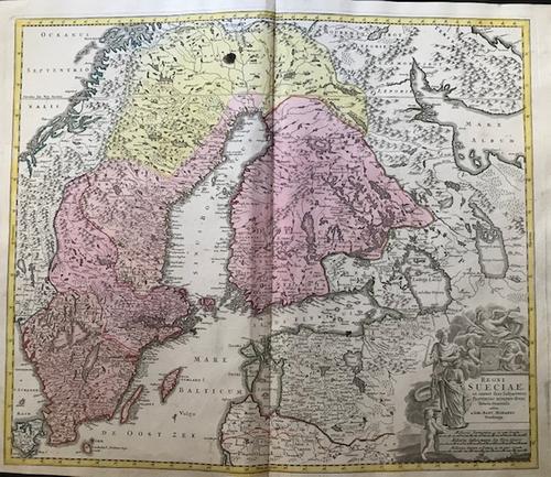 Finland and Sweden 1762 by Homann Heirs: Title: Finland and Sweden 1762 by Homann Heirs Date/Period: 1762 Materials: Copperplate engraved Size: 24 x 20 1/2" Focusing on Finland and Sweden, it also show parts of Estonia, Latvia, Poland-Lithua
