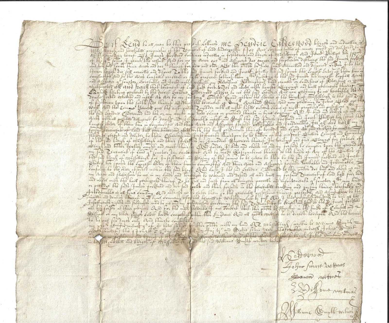 16th C Manuscript Scotland Musselburgh (1 of 2)