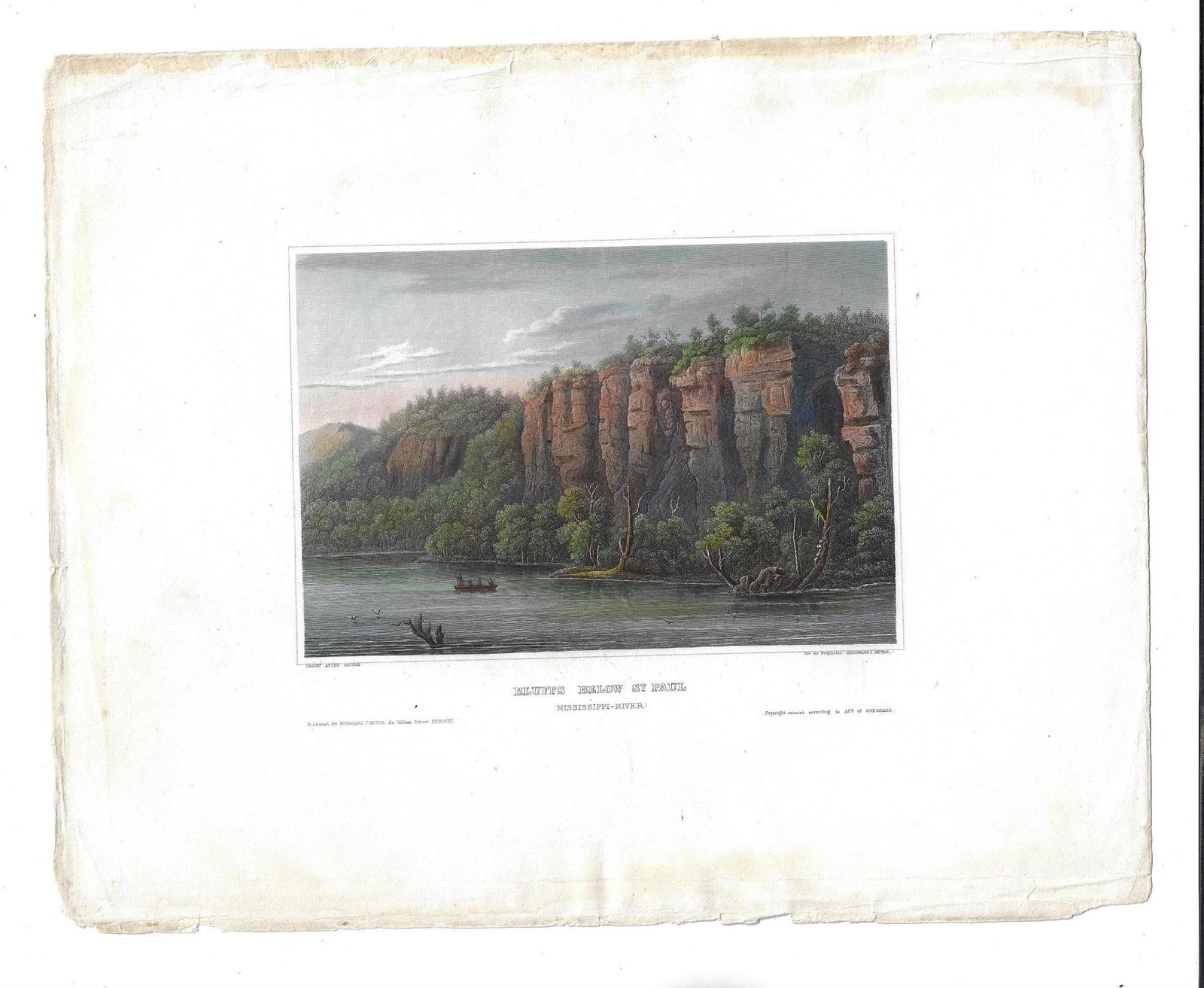 c1840 Colored Lithograph Bluffs Below St Paul (1 of 1)