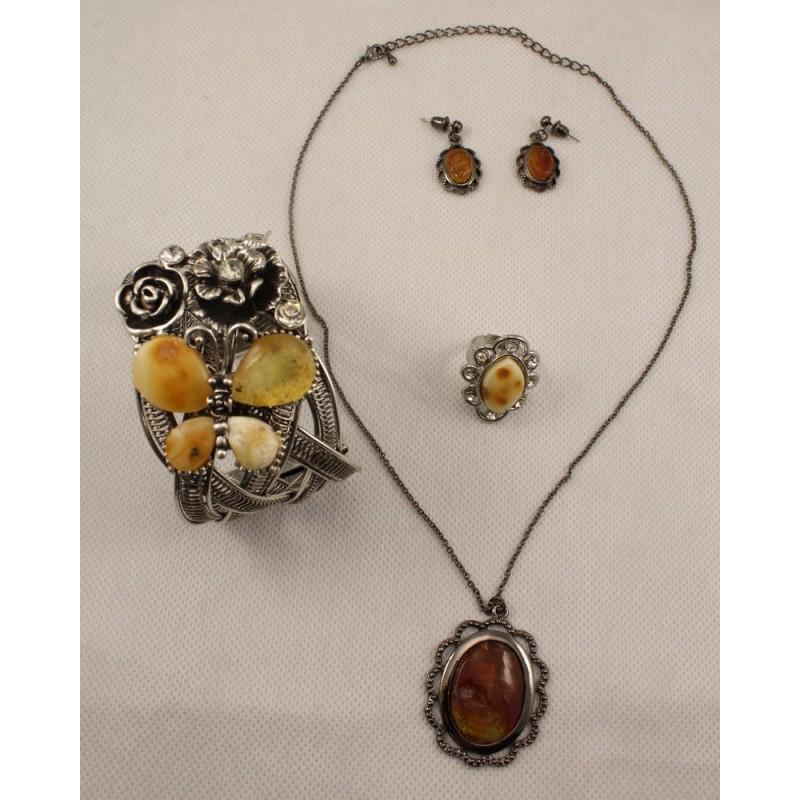 Baltic amber necklace, bracelet, earrings and ring (1 of 20)