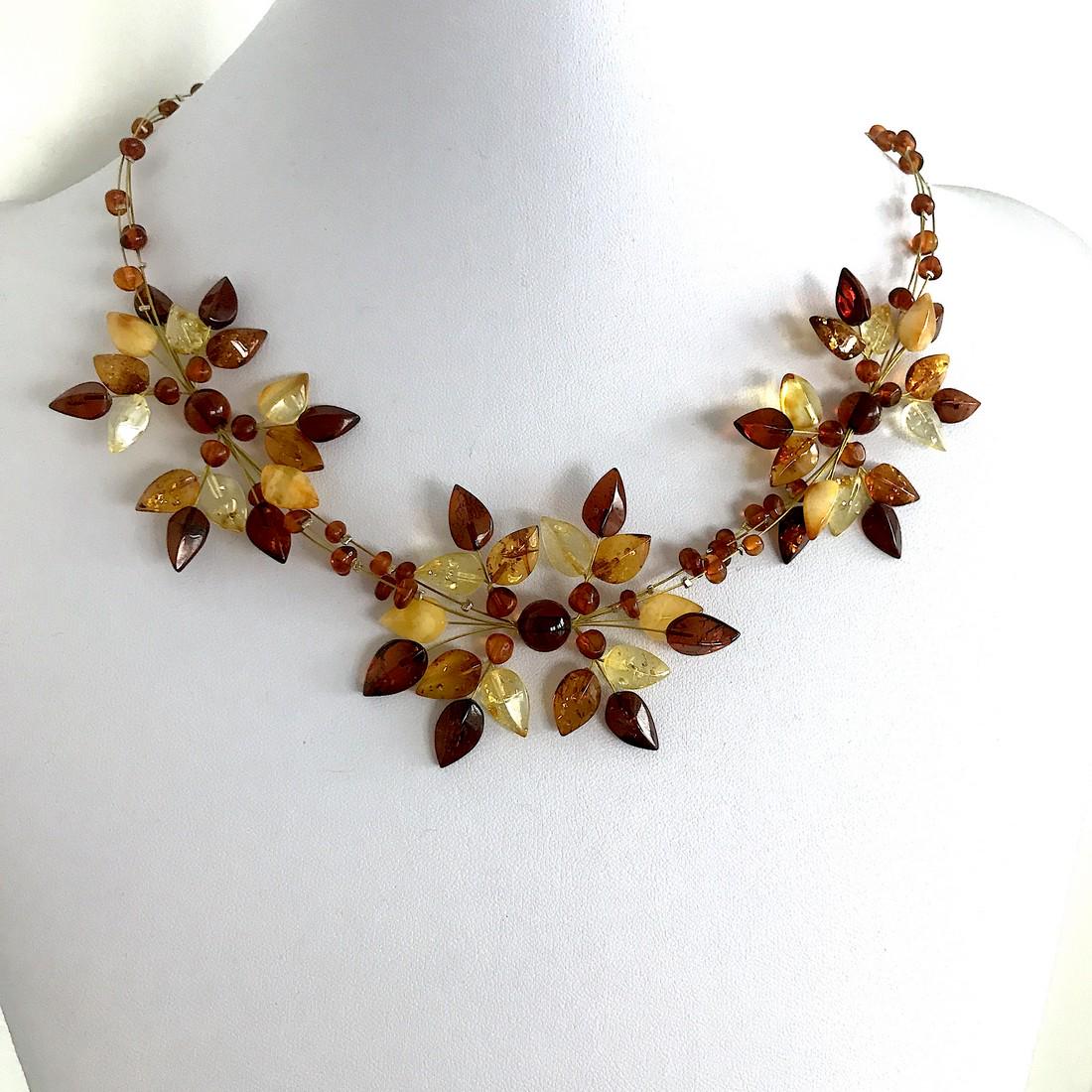 Marvellous Unique Vintage Amber Floral Necklace made (1 of 7)