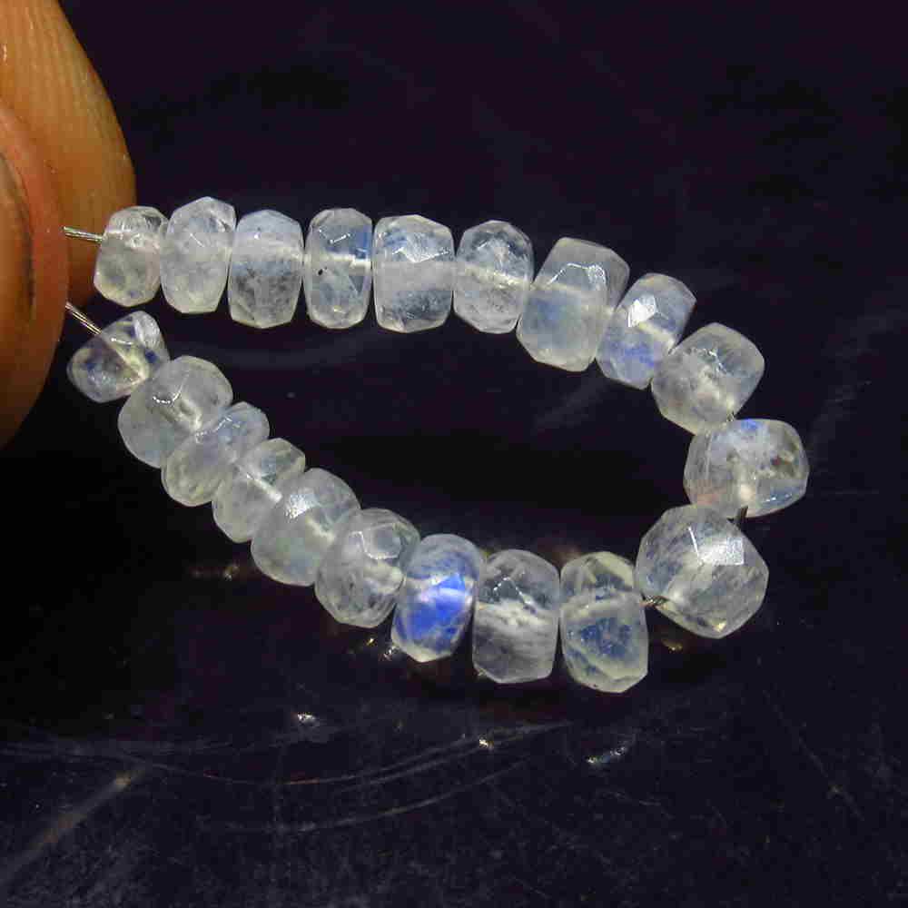 8.06 Ct Natural 20 Blue Drilled Moonstone Round Beads: No Reserve! Title: 8.06 Ct Natural 20 Blue Drilled Moonstone Round Beads Stone Clarity: Transparent Gemstones: Natural Blue Moonstone Beads Size/Dimensions: 8.06 Carat Weights: 3.70 to 4.90 mm / 20 PC