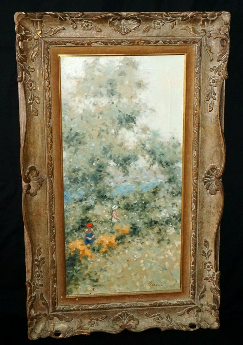 NY French Painting Girls Picking Flowers Andre Gisson (1 of 10)