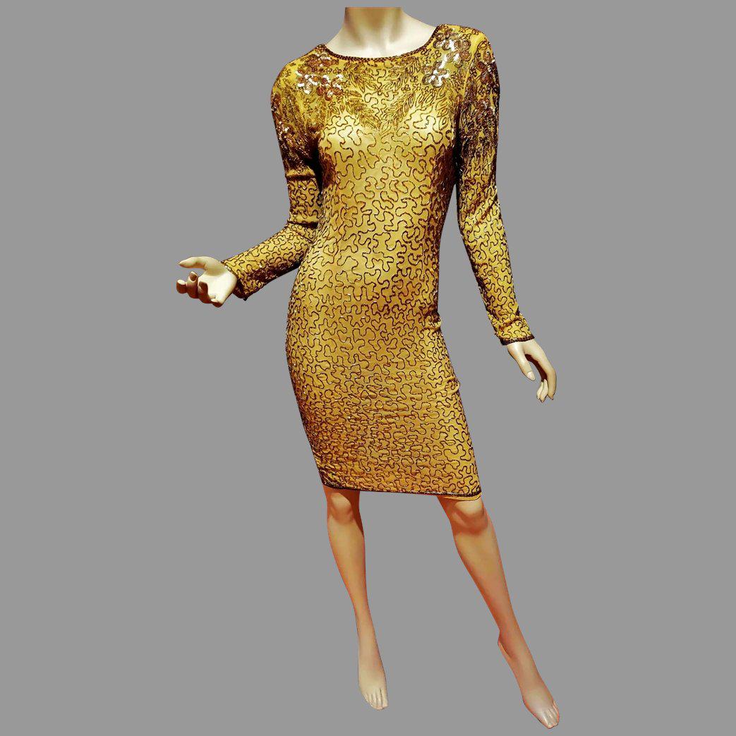 Vtg Layering Golden Embellished bugle gold beaded & (1 of 7)