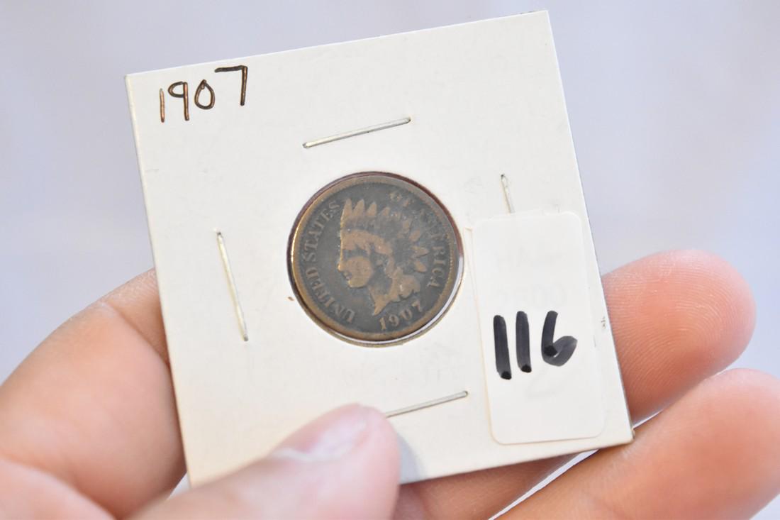 1907 Indian Head Penny, Us Coin (1 of 3)