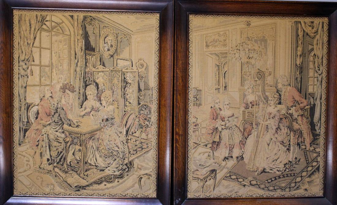 Pair of Large Austrian Tapestries, Original Oak Frames (1 of 8)