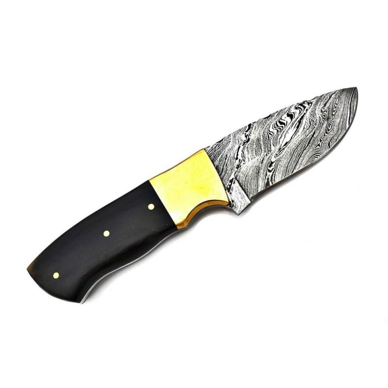 Everyday carry hunting damascus steel knife horn brass (1 of 7)