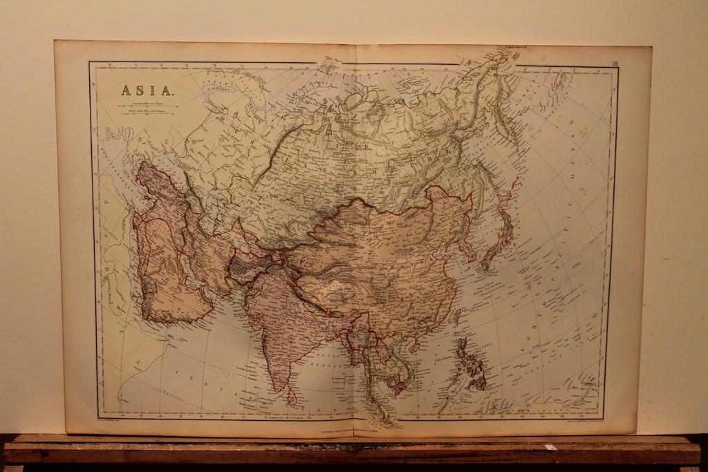 1882 Map of Asia: Author: Blackie Title: 1882 Map of Asia Materials: Ink on Paper Size/Dimensions: 22"X15" Description: Map of Asia dated 1882. Part of the Comprehensive Atlas & Geography of the World. Engraved by Edwi