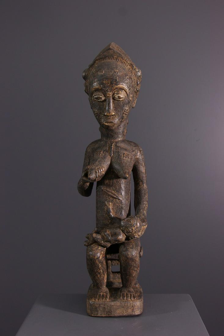 Maternity Baule Blolo bia wood statue - Ivory Coast - (1 of 13)