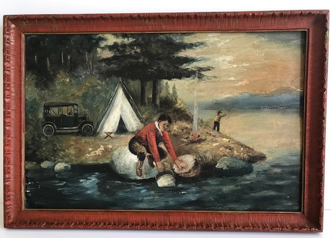Painting of a Camping Scene from the 1920s (1 of 3)