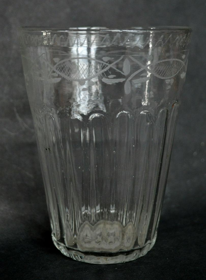 Mold Blown and Engraved Flip Glass circa 1800 (1 of 10)