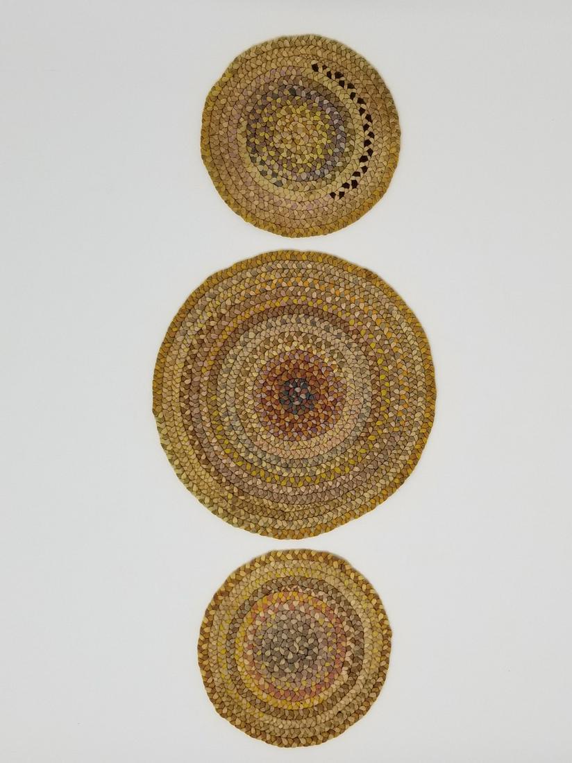 3 finely braided round mats made by the same hand. (1 of 2)