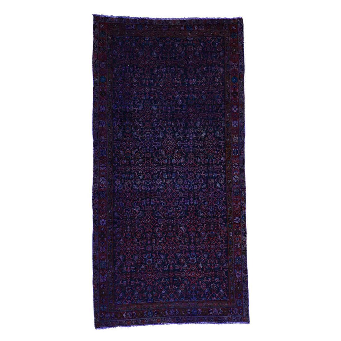 Handmade Purple Overdyed Sarouk Pure Wool Wide Runner (1 of 12)