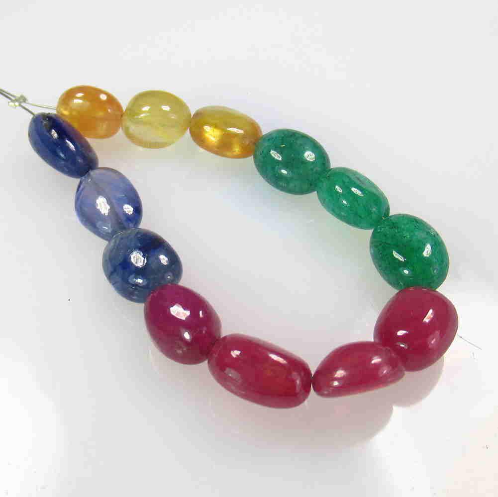 46.10 Ctw Natural 13 Emerald, Ruby, Sapphire Beads (1 of 2)