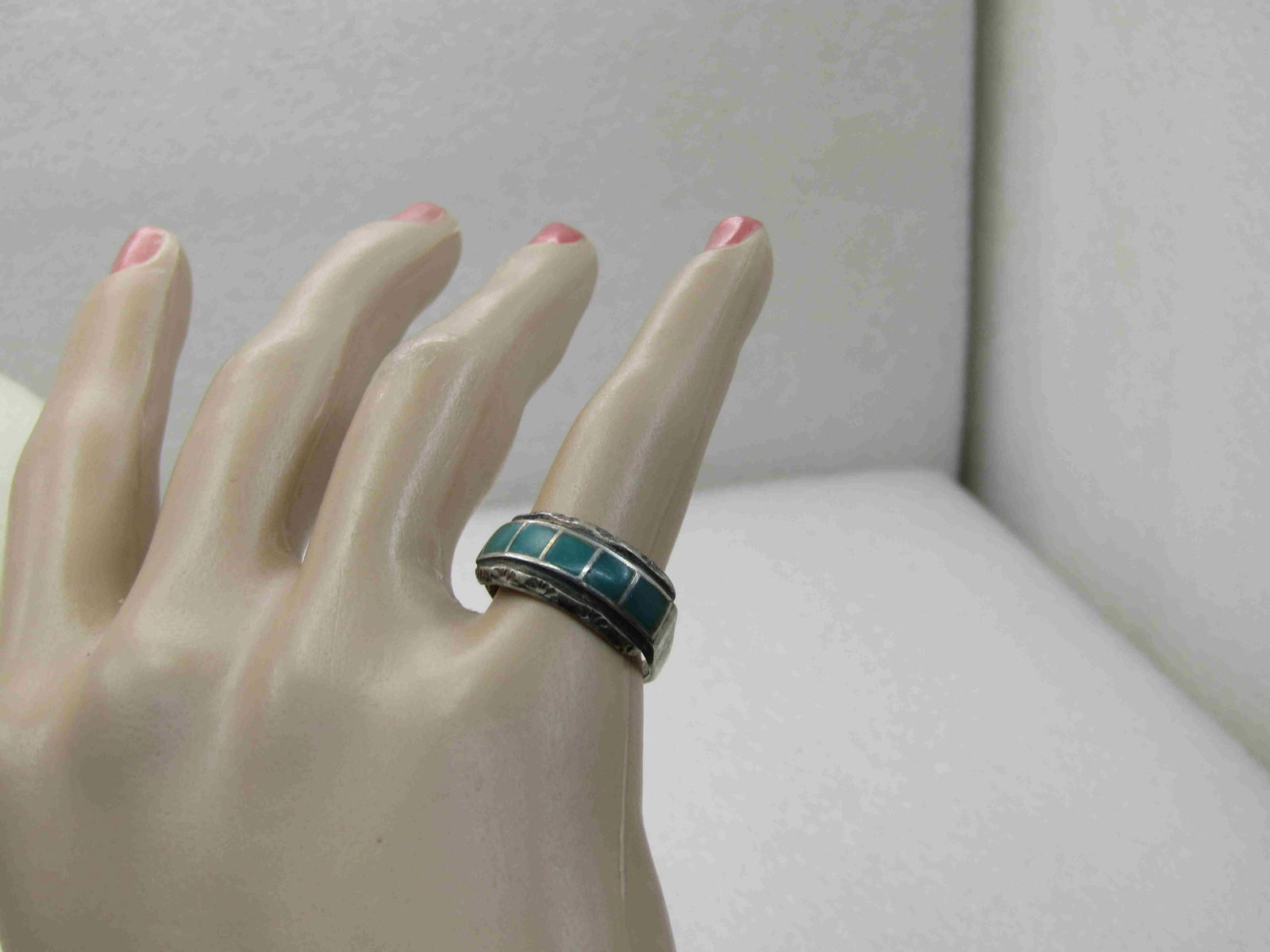 Vintage Southwestern Sterling Chrysoprase Ring, Sz. (1 of 7)