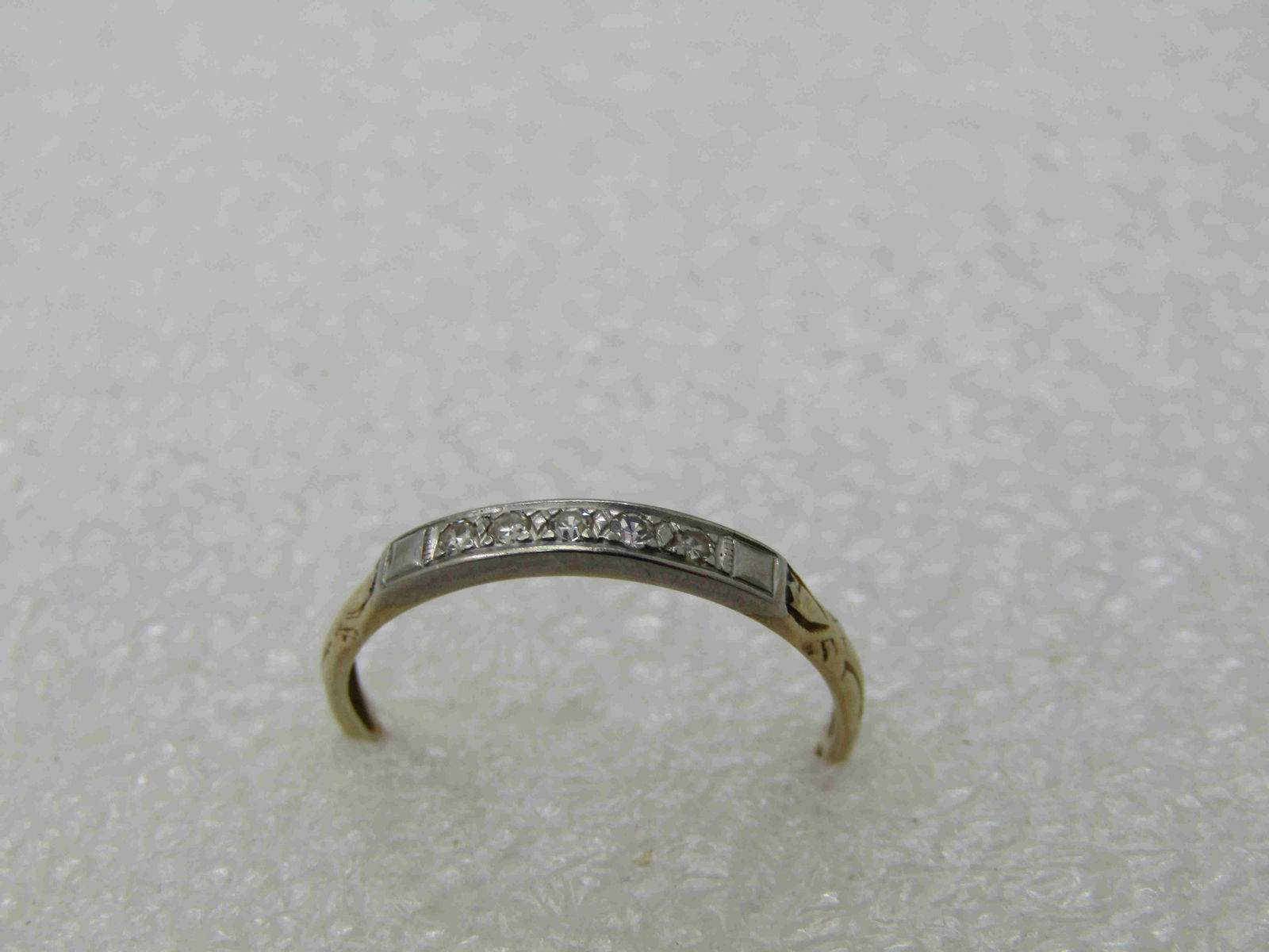 Vintage 14kt Diamond Wedding Band, Two-tone, Sz. 6, (1 of 10)