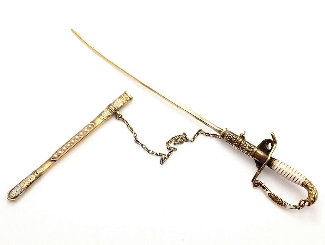 Vintage! Estate 14k Yellow Gold White Enamel Pearl (1 of 8)