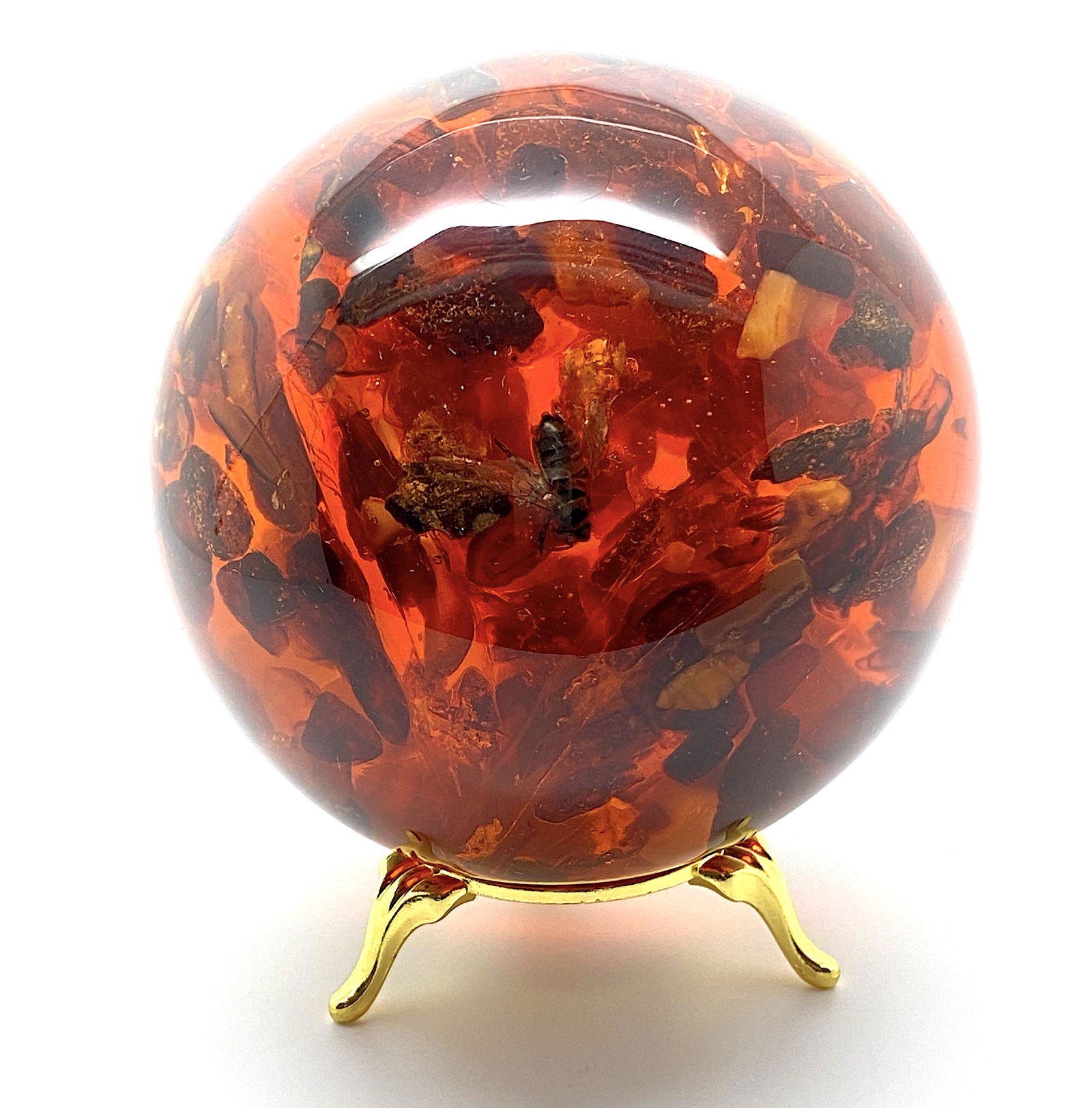 Outstanding Amber Ball on a pedestal with insect (1 of 10)
