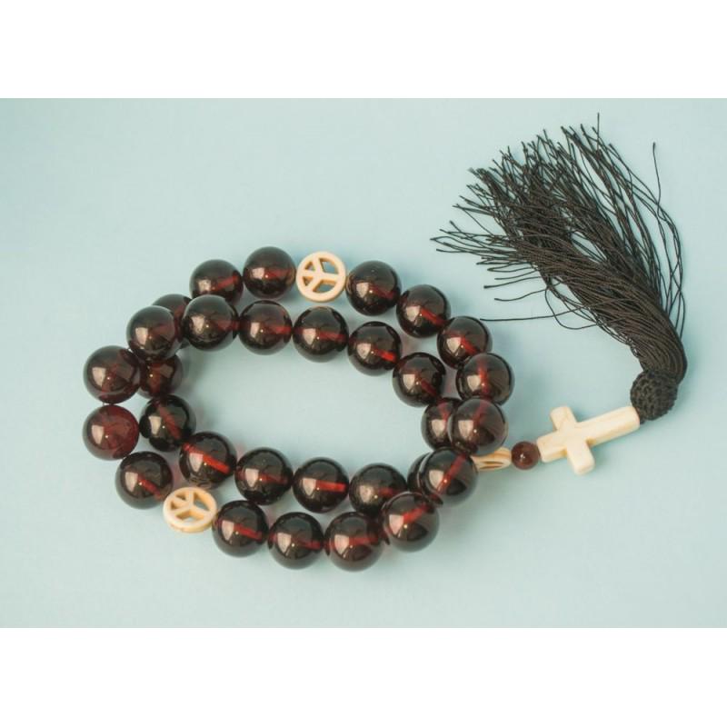 81 g. Natural Baltic amber rosary, beads, mala black, (1 of 10)