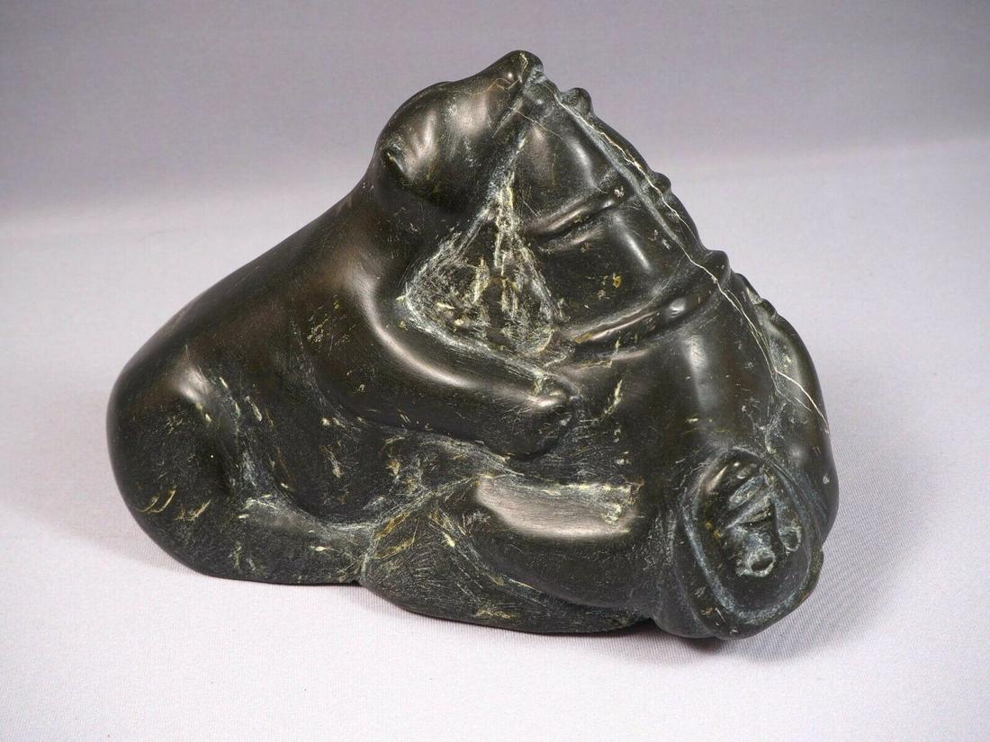 LARGE Inuit Canada Native Stone Carving Bear Fighting (1 of 10)