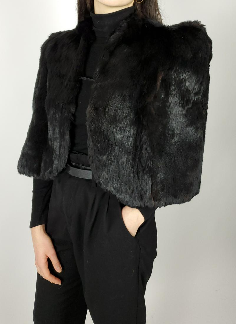 Brown Black Rabbit Stole Cape (1 of 6)