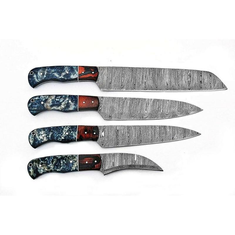 Set of 4 chef kitchen full tang damascus steel knife (1 of 4)
