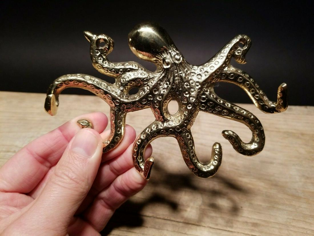 Brass Octopus Wall Key Hook Paperweight (1 of 20)