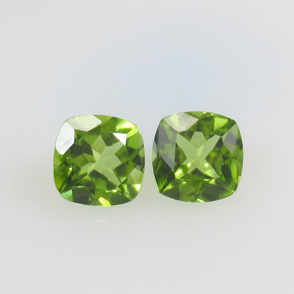3.03 Ct Natural Pakistan Peridot Cushion Pair: No Reserve! Title: 3.03 Ct Natural Pakistan Peridot Cushion Pair Stone Clarity: VVS Gemstones: Natural Peridot Carat Weights: 3.03 Size/Dimensions: 7.00 x 7.00 x 4.20 mm / 2 PC's Additional Informatio