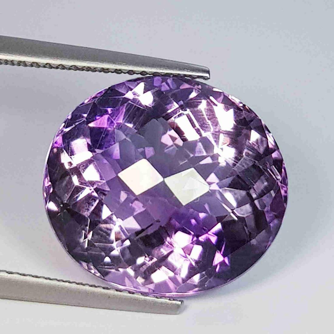 14.80 Ct Natural Amethyst Checkerboard Oval Flower Cut (1 of 5)