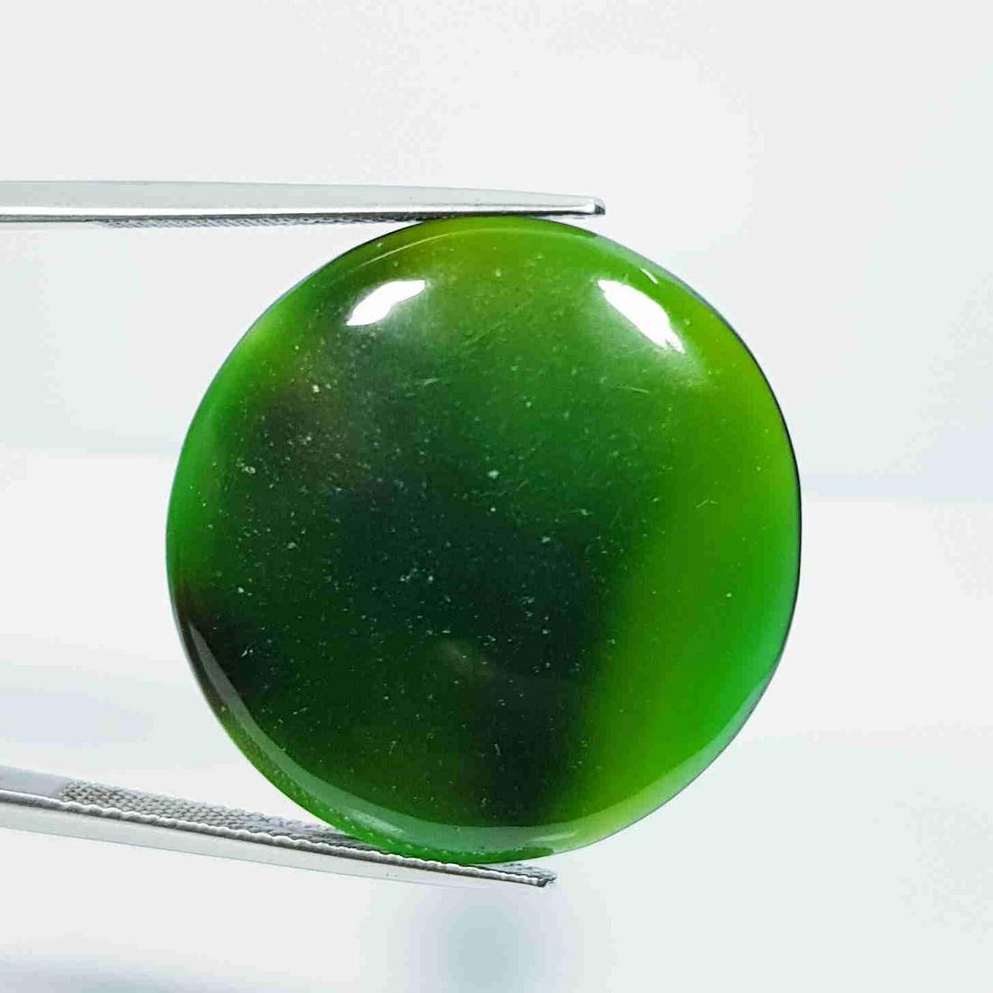 29.80 Ct Natural Green Agate Round Cabochon (1 of 4)
