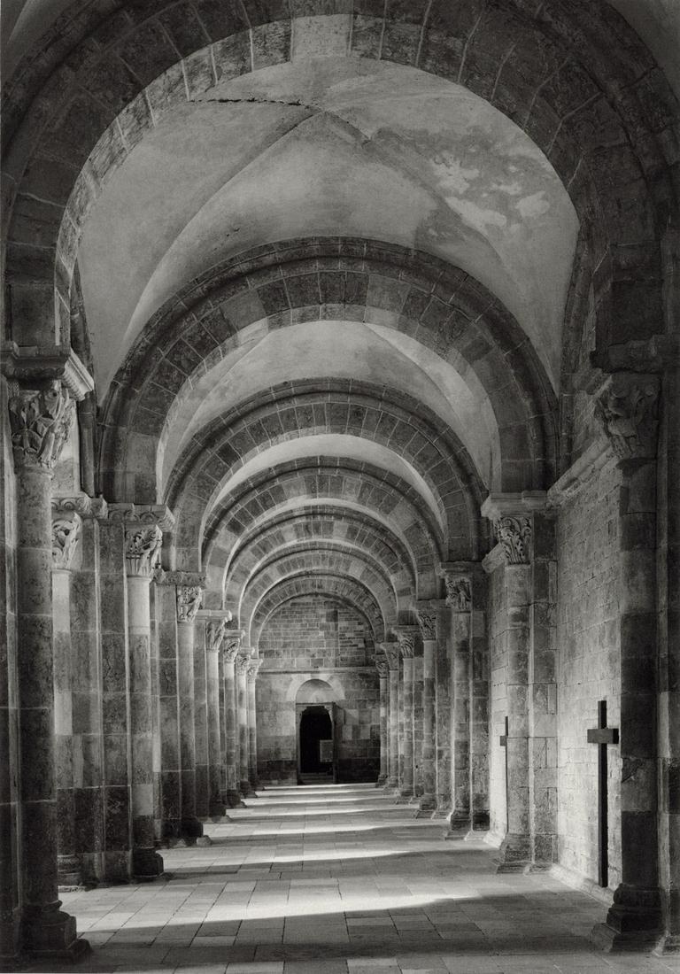 PAUL CAPONIGRO - Vezeley Abbey, France, 1987: Artist: Paul Caponigro Title: Vezeley Abbey, France, 1987 Medium: Photo Litho, 1993, USA Dimensions: 6.1x8.75" Description: Heat Wax Mounted on 8.5x11" Conservation Board Artist Bio: Paul Caponigro (1