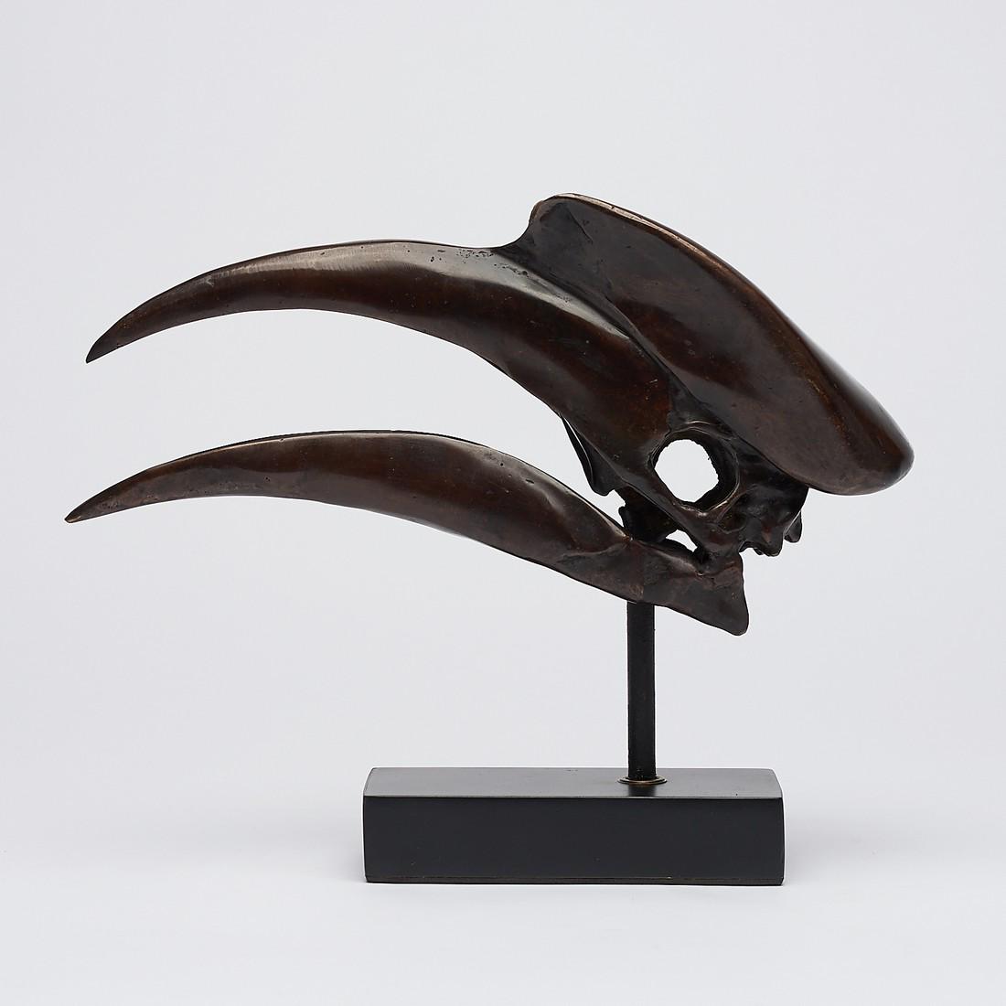 Finest detail, bronze-cast brown Great Hornbill Skull - (1 of 10)