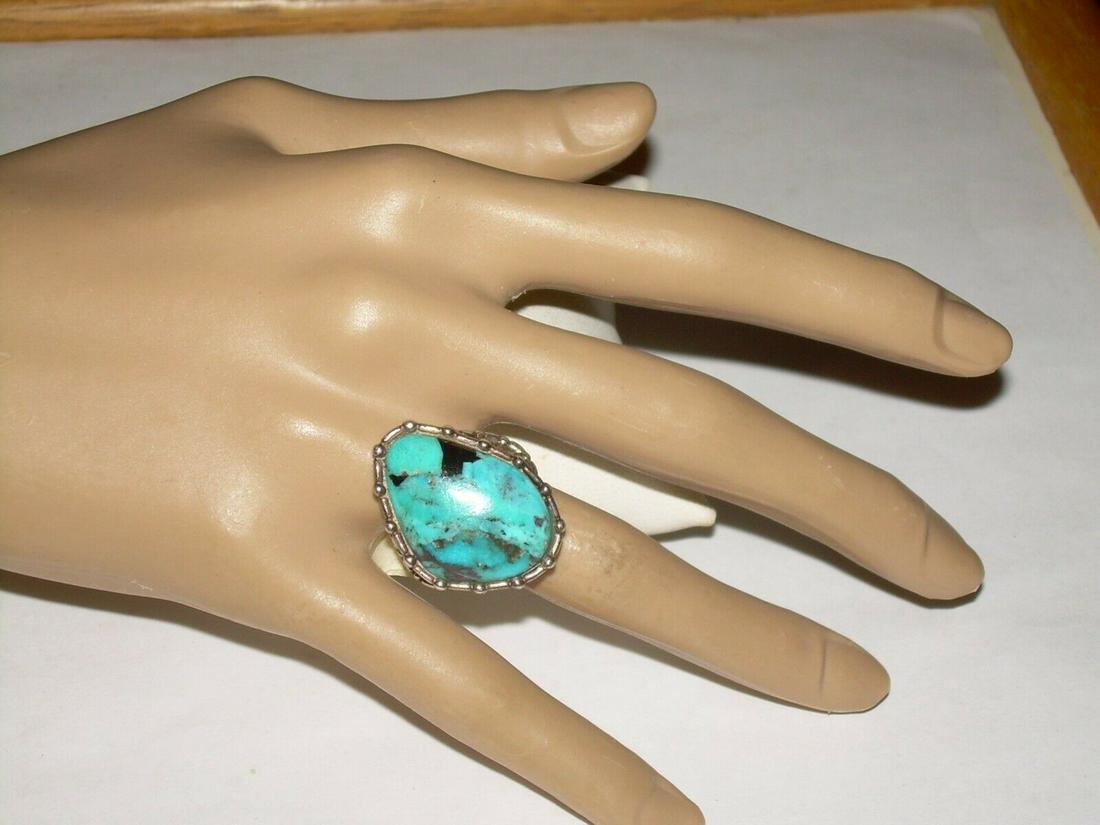 Vintage Sterling Southwestern Turquoise Ring - Size 8, (1 of 10)