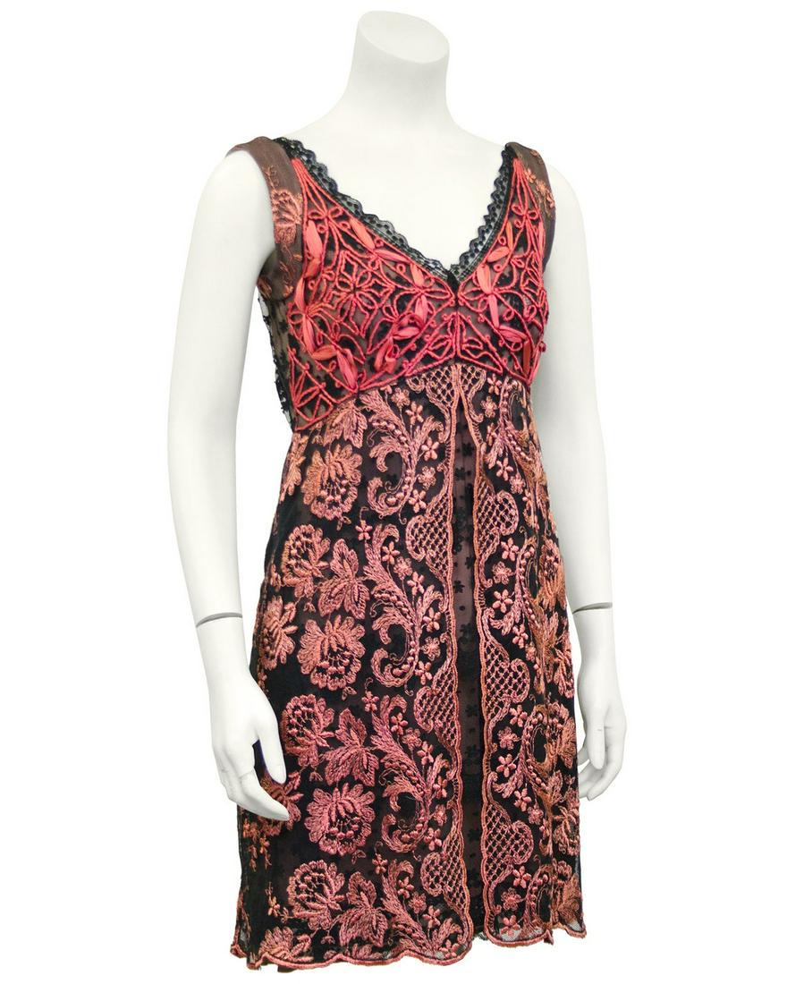 Christian Lacroix Pink and Black Lace Cocktail dress (1 of 7)