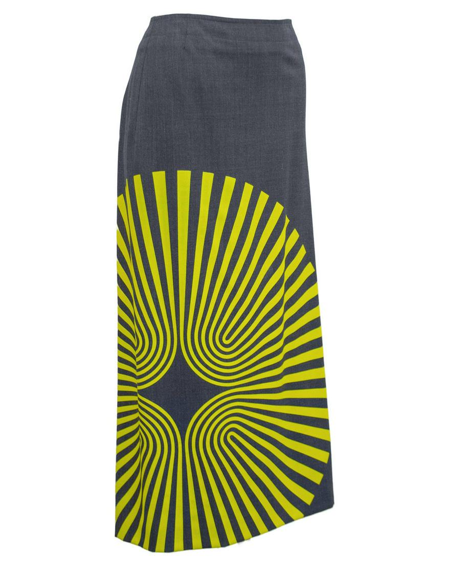 Dries Van Noten Yellow Spiral Print Pencil Skirt in (1 of 6)