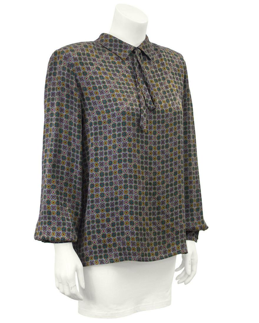 Valentino Grey Printed Silk Blouse (1 of 6)