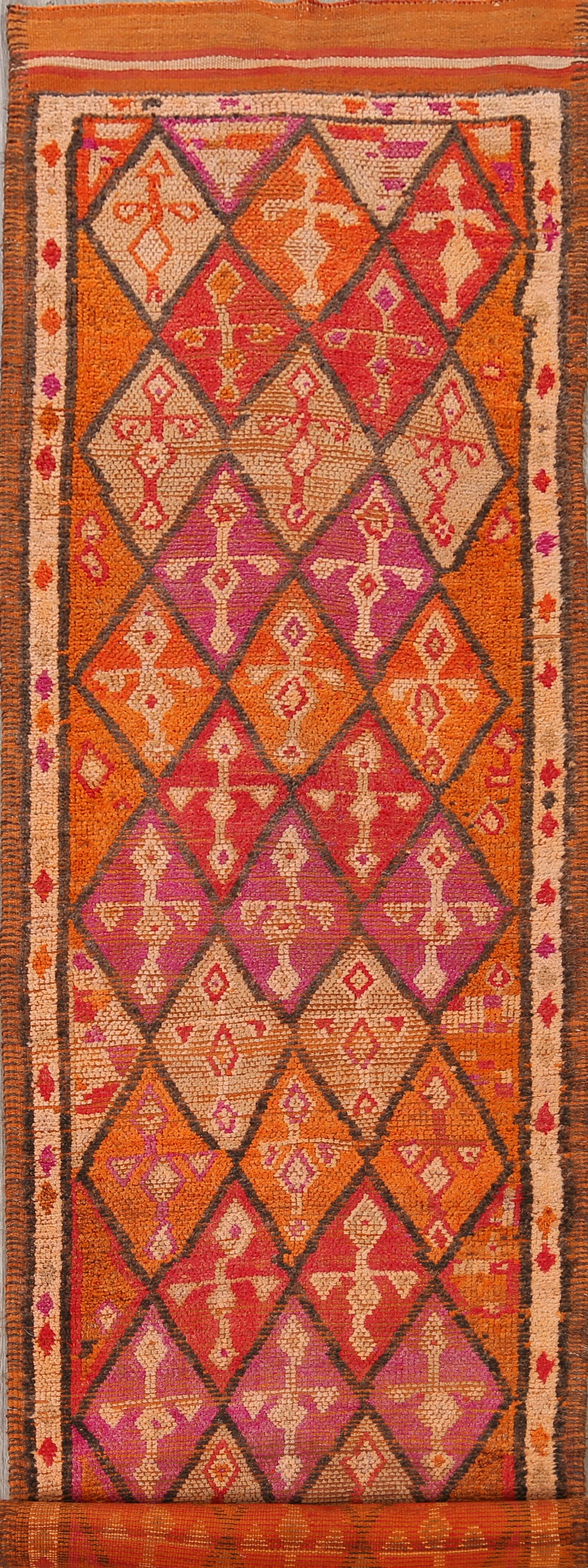 Antique Geometric Moroccan Oriental Runner Rug 3x14 (1 of 10)