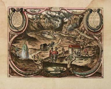 1580 c. Braun and Hogenberg View of Solfatara Near: Title: 1580 c. Braun and Hogenberg View of Solfatara Near Naples -- Mirabilium Sulphureorum Montium Apud Pureolos..Cartographer: Braun and HogenbergYear / Place: 1580 c., KolnMap Dimension (in.):