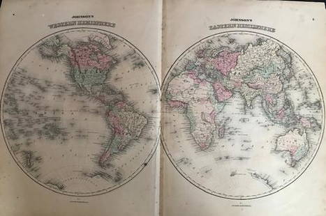 World in double hemisphere: Title: World in double hemisphereDate/Period: 1861Materials: Steel engraved.Size: 27x17 3/4” By A. J. Johnson & J. H Colton. From "Johnson's New Illustrated Family Atlas' published in New York.