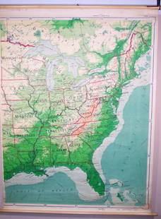 (Eastern United States): Title: (Eastern United States)Publisher: Denoyer-GeppertHeight: 49Width: 30 Good depiction of how terrain, rainfall and flow of water affects development of our country. United States east of