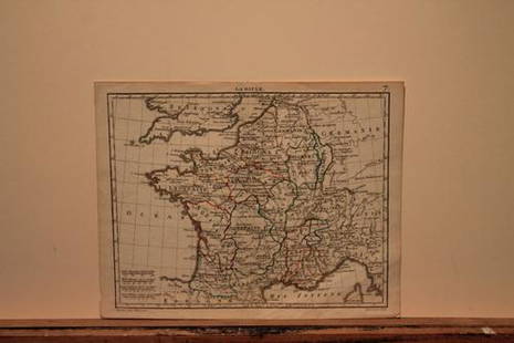 1821 Map of France: Author: LotTitle: 1821 Map of FranceMedium: Ink on PaperDimensions: 10"X8" Map of France dated 1821. Drawn by F. Herrison and engraved by G. Lot. Published in Paris and Marseille. Map key located