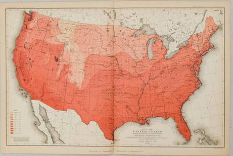 1880 Gannett Climate Map of the US with Isothermal: Title: 1880 Gannett Climate Map of the US with Isothermal Minimum Temperature Lines -- Map of the United states Showing the Distribution of Lines of Minimum Temperature… Cartographer: H Gannett / De