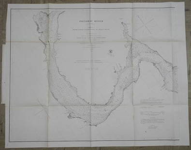 Potomac River (in Four Sheets) Sheet No. 3 from Lower: Title: Potomac River (in Four Sheets) Sheet No. 3 from Lower Cedar Point to Indian HeadCartographer: WHITING, H.L./A.W. LONGFELLOW ET ALPublisher: U.S. COAST SURVEYHeight: 23Width: 29.3 Meticulously