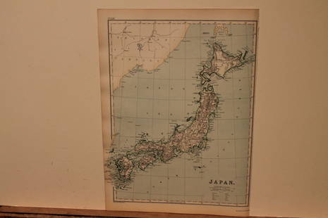 1886 Map of Japan: Author: Blackie Title: 1886 Map of Japan Medium: Ink on Paper Dimensions: 10.5"X15" Map of Japan dated 1886. Part of the Imperial Atlas of Modern Geography. This was the revised edition under the supe