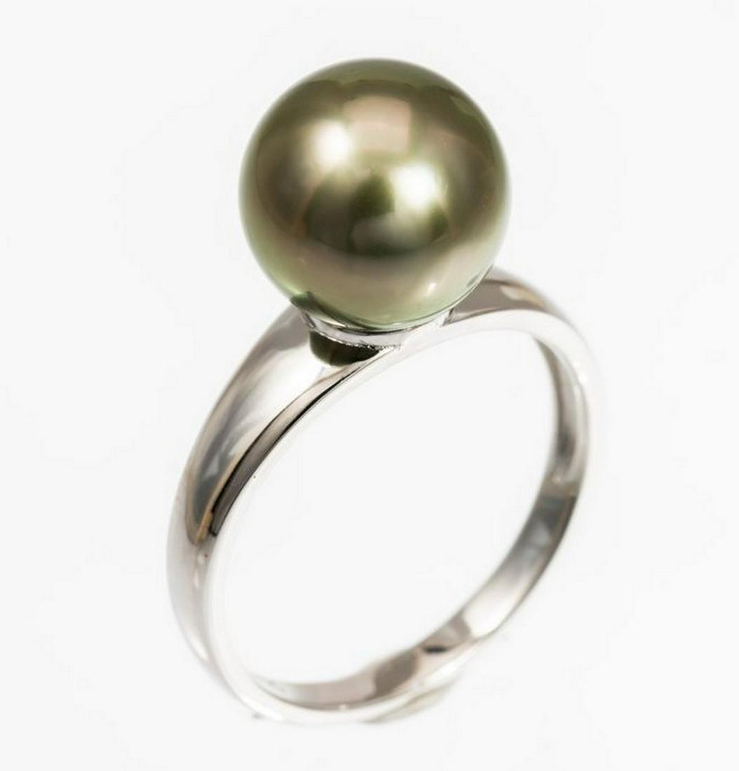 10x11mm Round Peacock Tahitian Pearl - 925 Silver -: Title: 10x11mm Round Peacock Tahitian Pearl - 925 Silver - Ring Description: A gorgeous Tahitian pearl ring, notable for the colours of its beautiful Tahitian pearl and the clean lines of its solid si