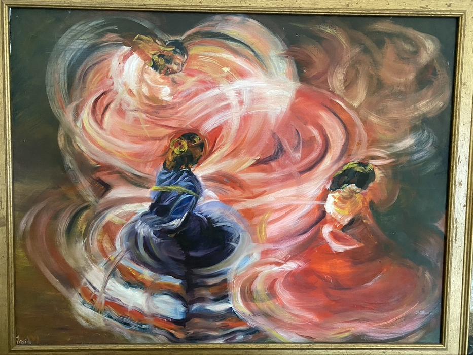 Framed Original Oil Painting, Flamenco Dance (1 of 5)